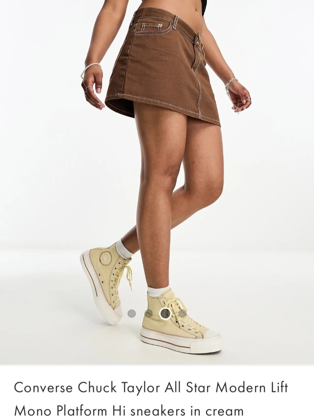 Converse Platform High-Top Sneakers in Cream and White